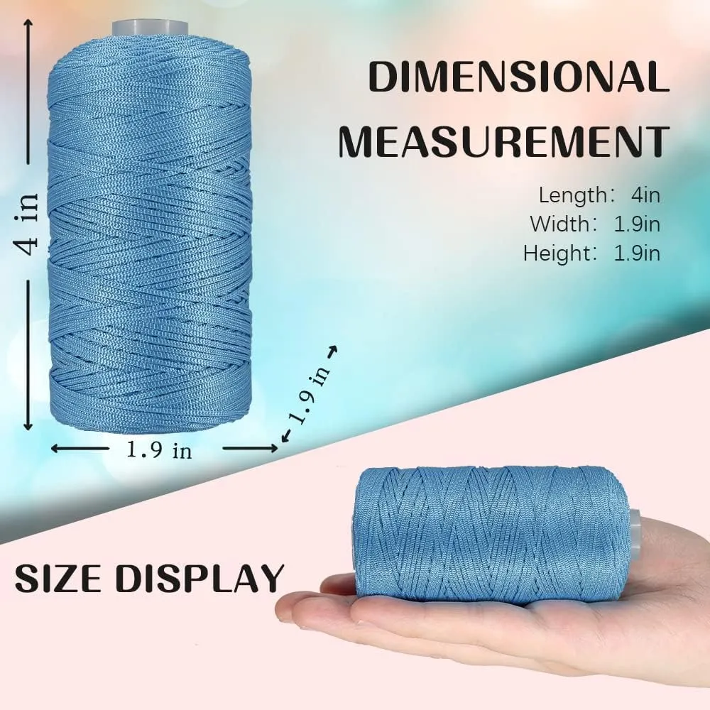 SIMEIQI 4 PCS 400g Summer Sun Hat Yarn for Crocheting, Ice Linen Silk Hand Knitting Light Body Yarn, Polyester Hollow for DIY Summer Cool Hat Shoes Bags Cushions (Blue)