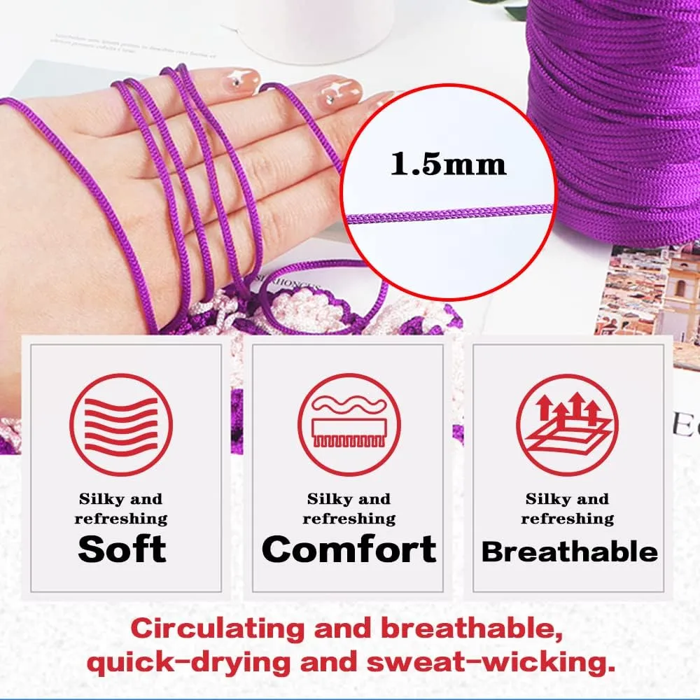 SIMEIQI 4 PCS 400g Summer Sun Hat Yarn for Crocheting, Ice Linen Silk Hand Knitting Light Body Yarn, Polyester Hollow for DIY Summer Cool Hat Shoes Bags Cushions (Blue)