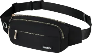 SINNO Large Crossbody Fanny Pack for Women Men Belt Bag With 4-Zipper Pockets for Travel Running Hiking Workout Dog Walking Outdoors Sport Fishing Waist Pack Bag Carrying All Phones