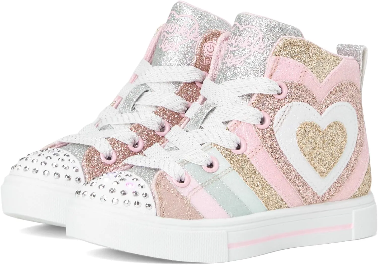 SKECHERS Girls Twinkle Sparks-Heart Pop Sneaker, Rose Gold, 12 Little Kid