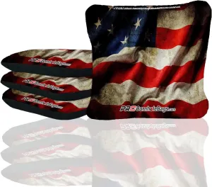 Skip's Garage Rustic American Flag Cornhole Bags - Duck Cloth - Choose Corn Filled or All-Weather Resin Corn Hole Bags