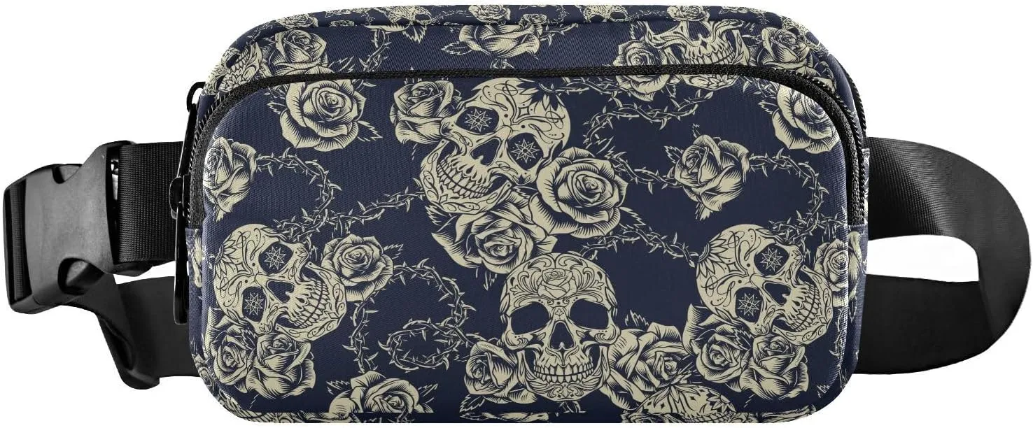 Skull Belt Bag for Women Fanny Pack Travel Waist Bags Lightweight for Traveling Casual Running Hiking Cycling