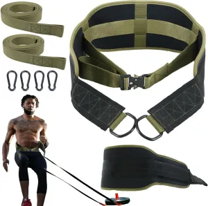 Sled Pulling Belt, Adjustable Weight Belt for Pulling with 2 Pulling Straps, Belt for Sled Pulling