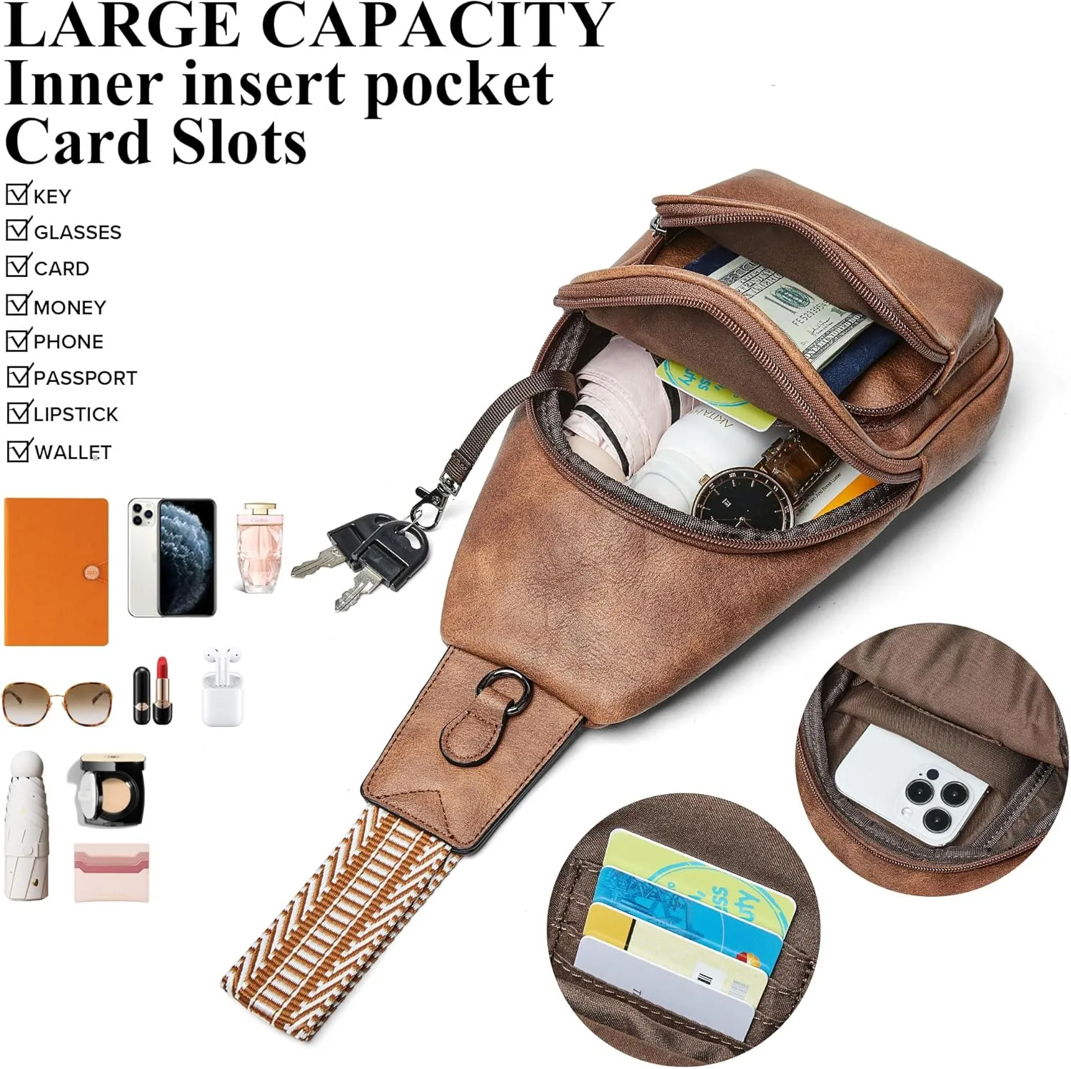 Sling Bag Crossbody Bags for Women Fanny Packs Purse Backpack Casual Daypacks for Travel Work Shopping
