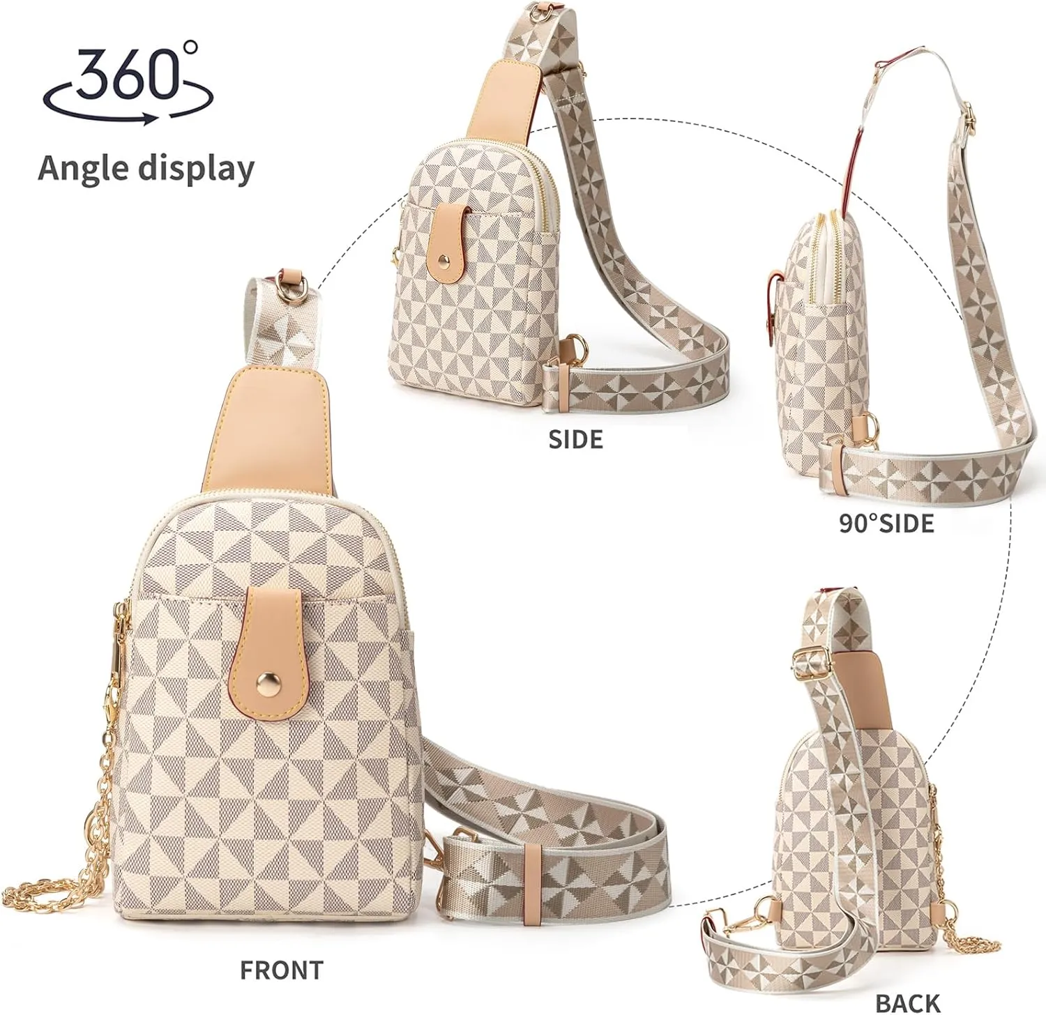 Sling Bag for Women, Crossbody Fanny Pack - Lightweight Chest Bag for Travel, Adjustable Strap & Hidden Pocket