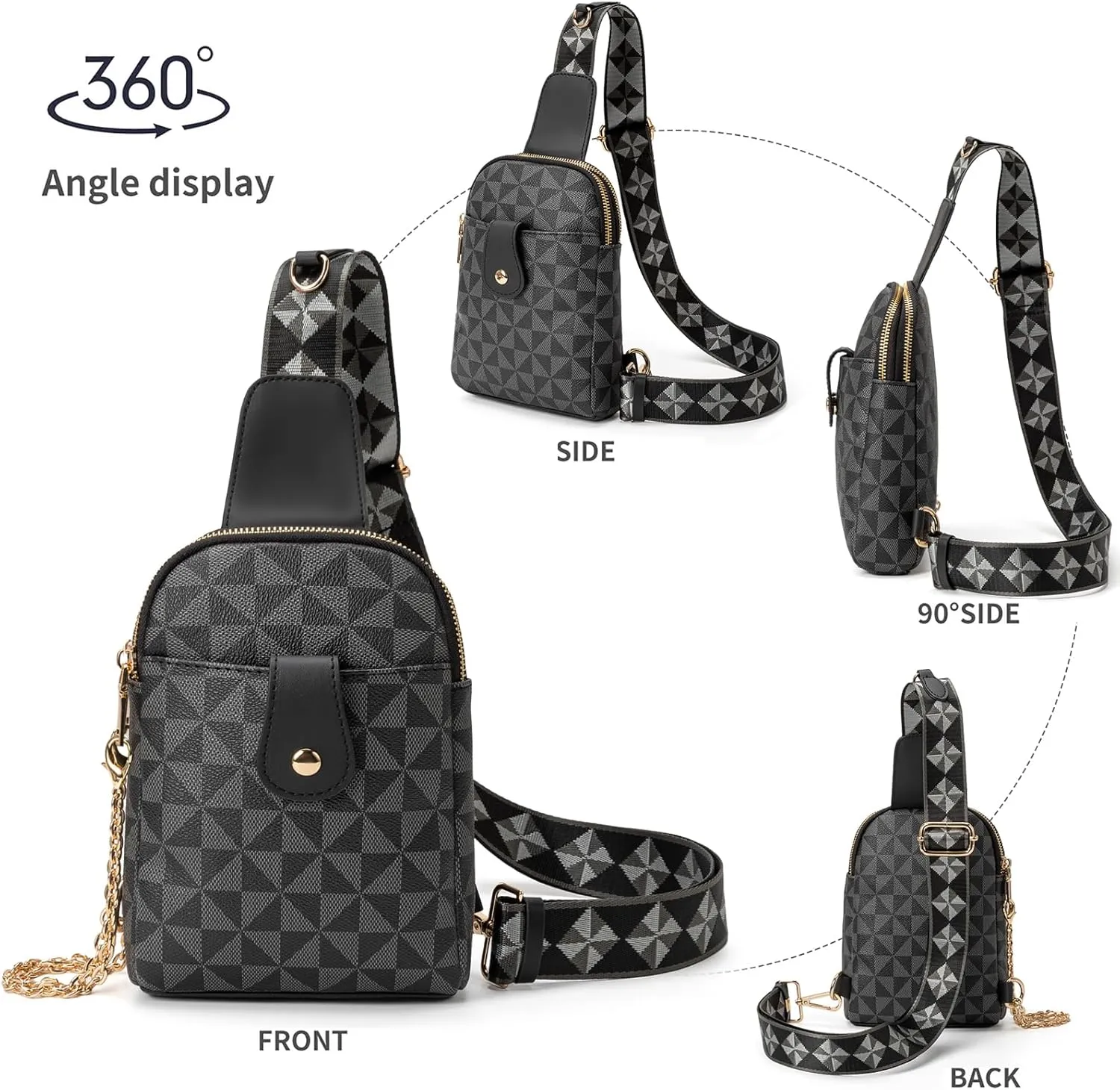 Sling Bag for Women, Crossbody Fanny Pack - Lightweight Chest Bag for Travel, Adjustable Strap & Hidden Pocket