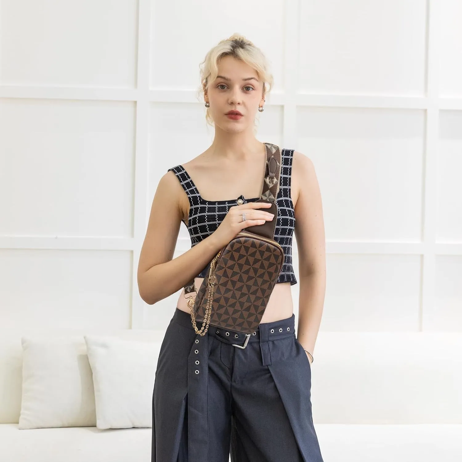 Sling Bag for Women, Crossbody Fanny Pack - Lightweight Chest Bag for Travel, Adjustable Strap & Hidden Pocket