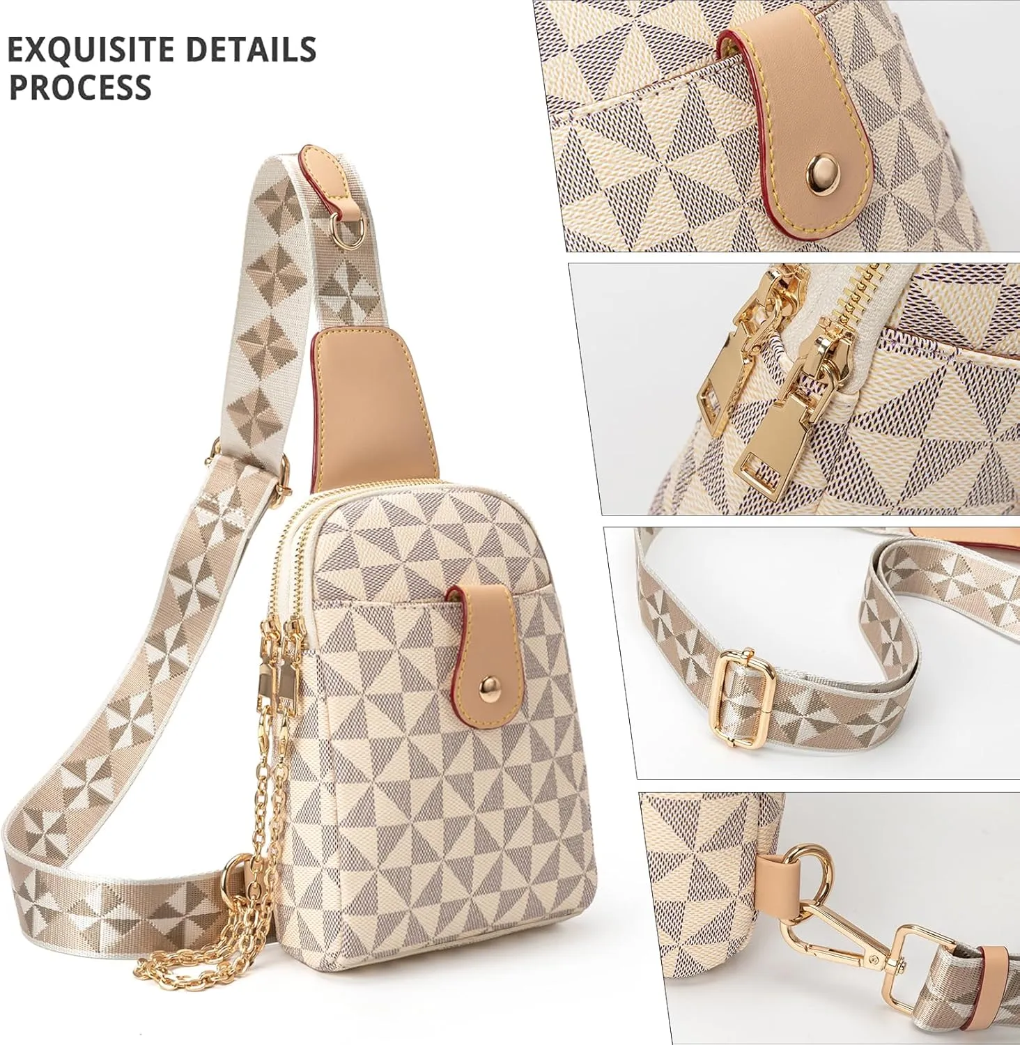 Sling Bag for Women, Crossbody Fanny Pack - Lightweight Chest Bag for Travel, Adjustable Strap & Hidden Pocket