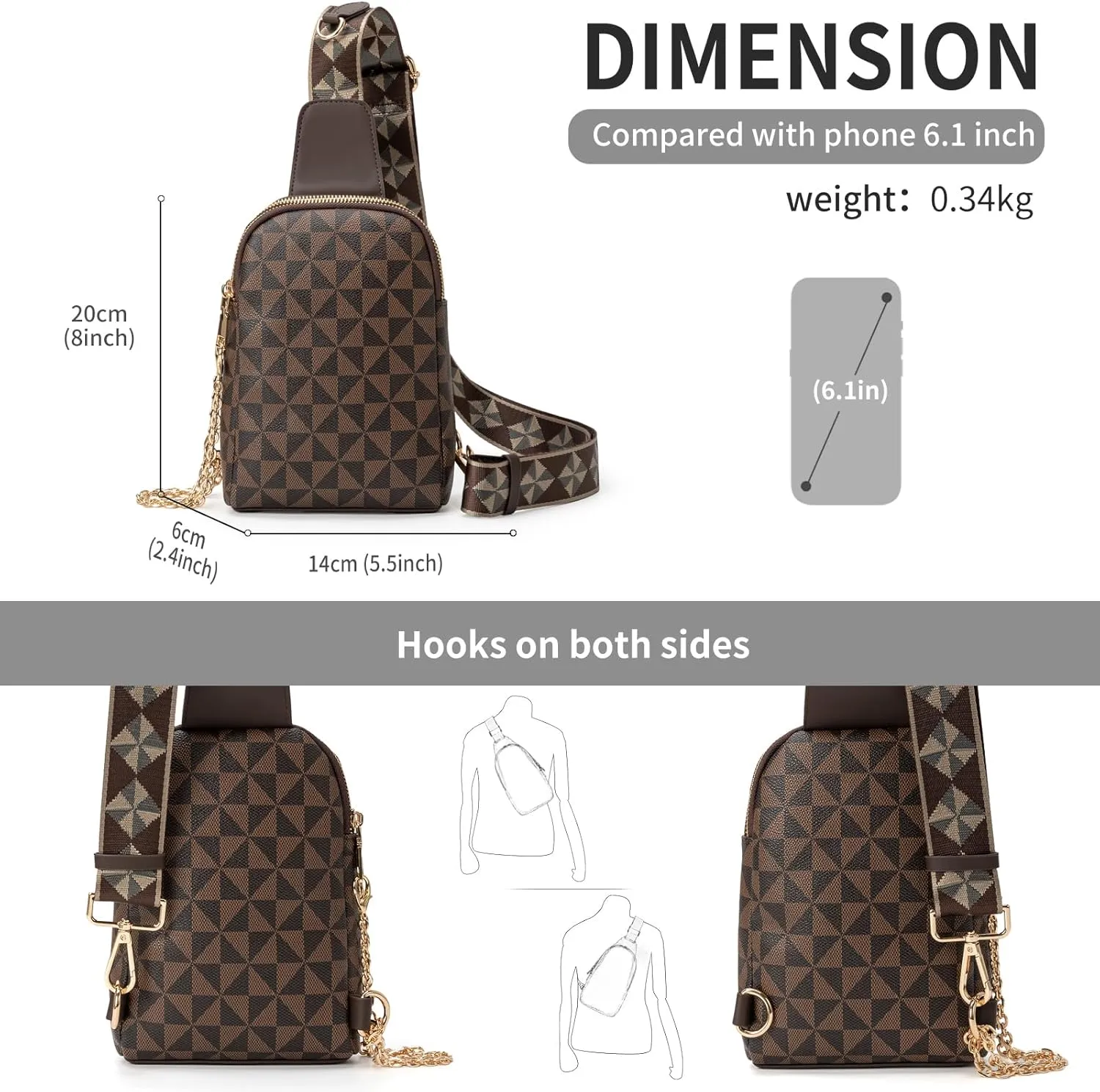 Sling Bag for Women, Crossbody Fanny Pack - Lightweight Chest Bag for Travel, Adjustable Strap & Hidden Pocket