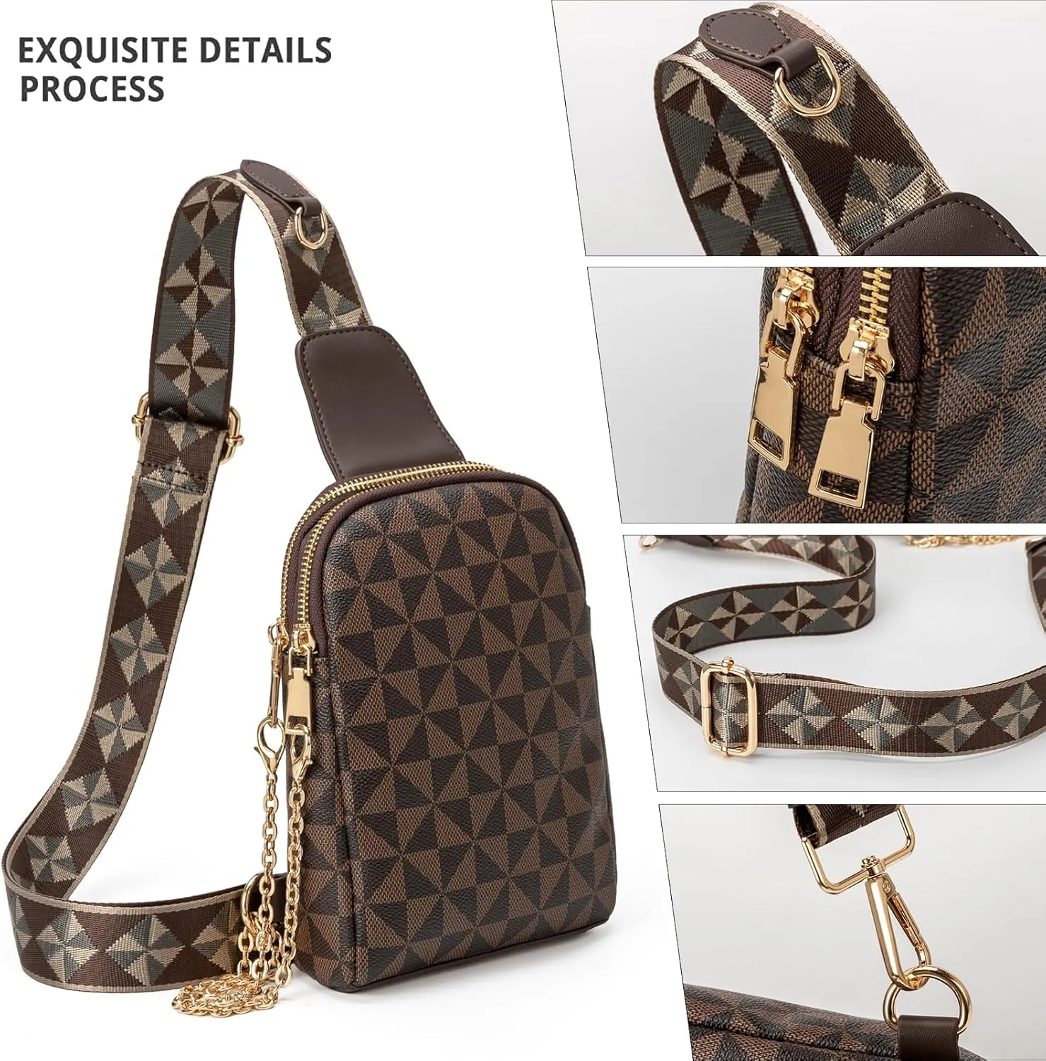 Sling Bag for Women, Crossbody Fanny Pack - Lightweight Chest Bag for Travel, Adjustable Strap & Hidden Pocket