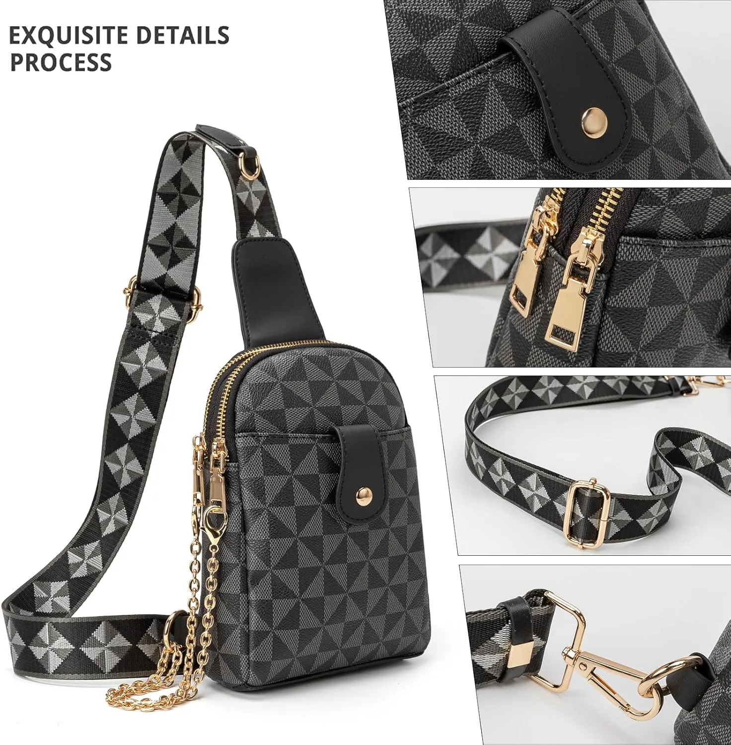 Sling Bag for Women, Crossbody Fanny Pack - Lightweight Chest Bag for Travel, Adjustable Strap & Hidden Pocket
