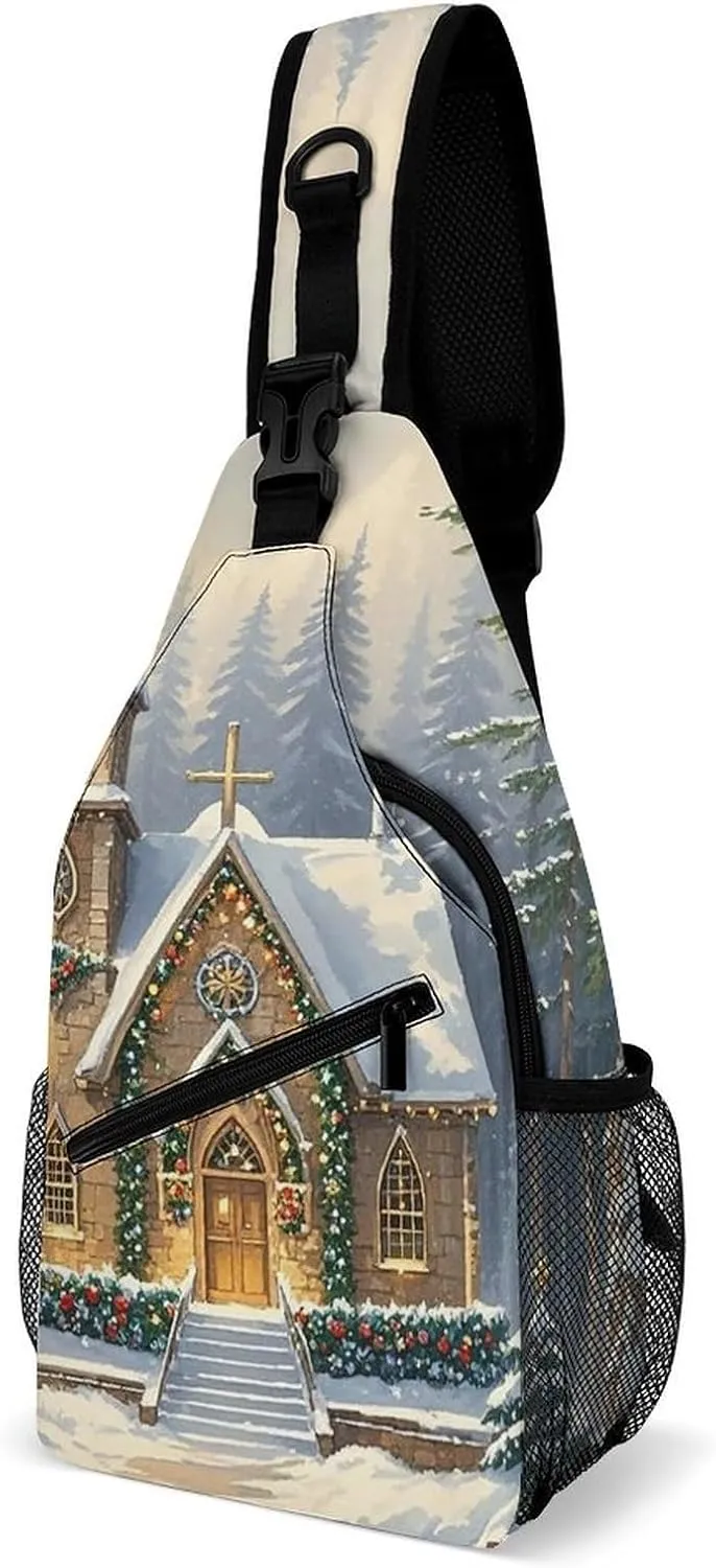 Sling Bag for Women Men Chest Bag Church in The Forest Crossbody Bag Small Sling Backpack Daypack Fanny Packs