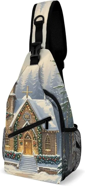 Sling Bag for Women Men Chest Bag Church in The Forest Crossbody Bag Small Sling Backpack Daypack Fanny Packs