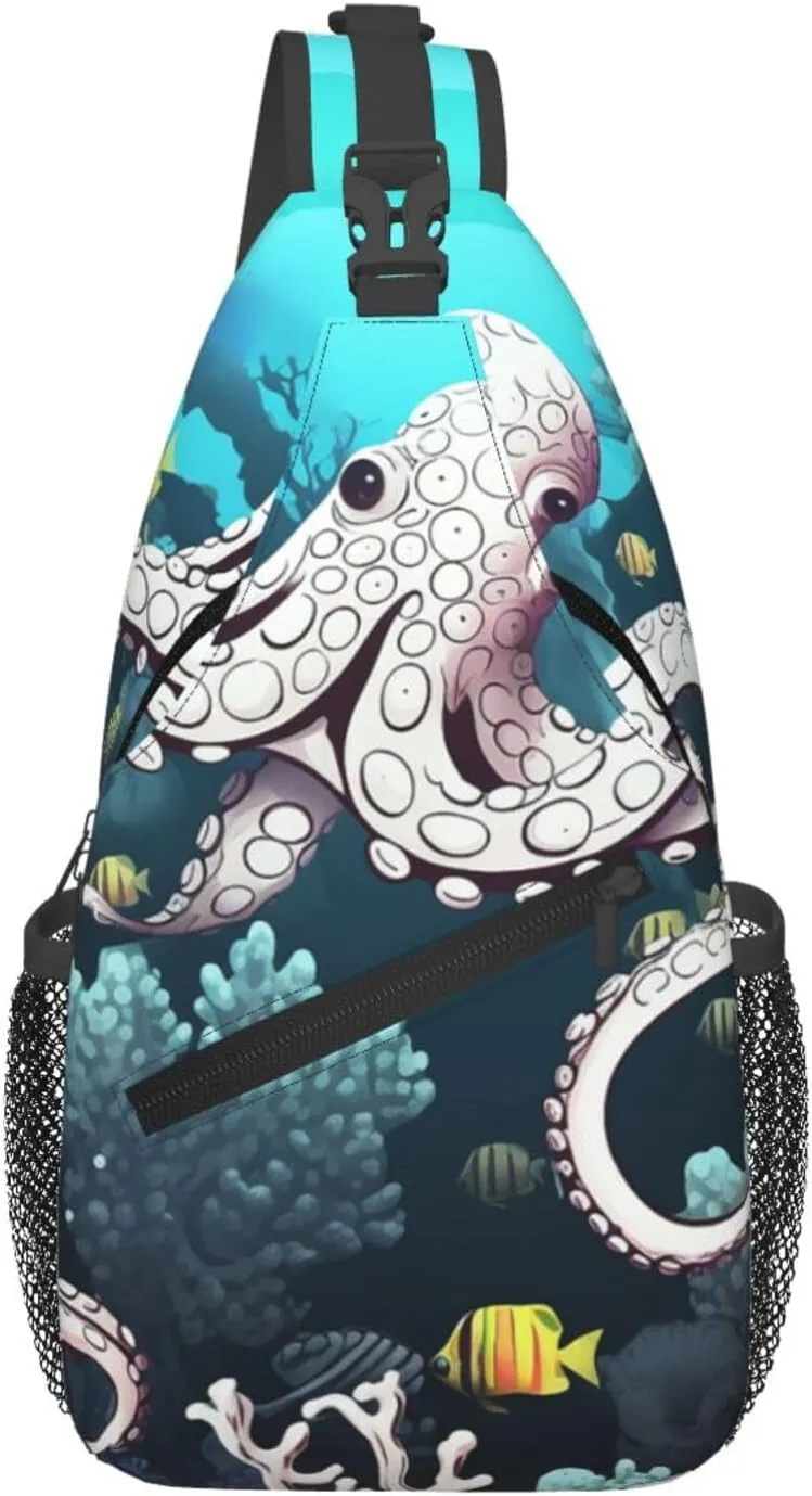 Sling Bag for Women Men Chest Bag Marine Life Crossbody Bag Sling Backpack Fanny Packs Hiking Daypack for Travel