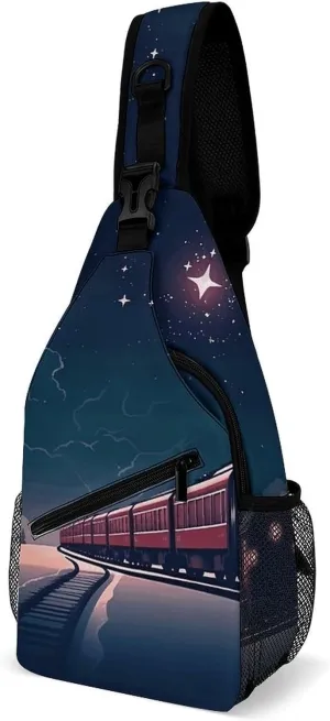 Sling Bag for Women Men Chest Bag On A Train Running in The Snow Crossbody Bag Small Sling Backpack Daypack Fanny Packs