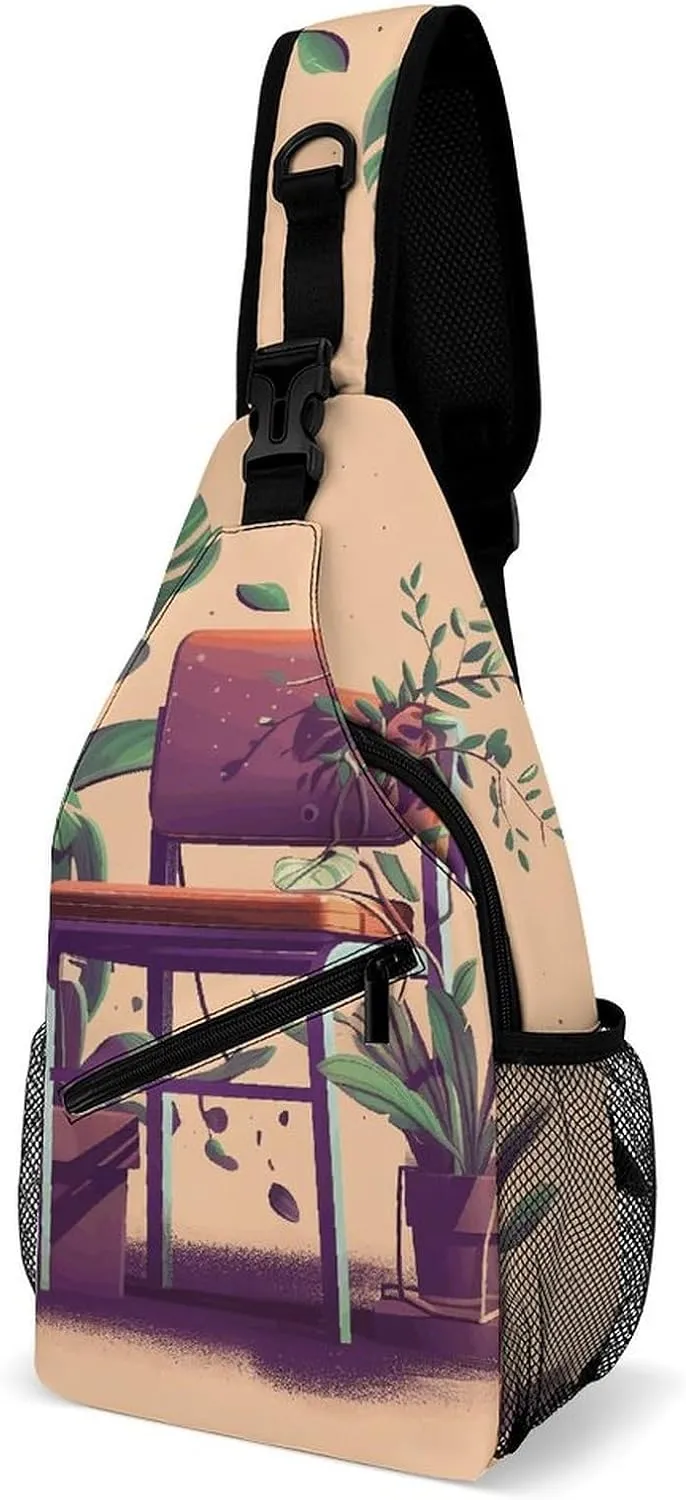 Sling Bag for Women Men Chest Bag Plant Chair Crossbody Bag Small Sling Backpack Daypack Fanny Packs