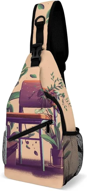 Sling Bag for Women Men Chest Bag Plant Chair Crossbody Bag Small Sling Backpack Daypack Fanny Packs