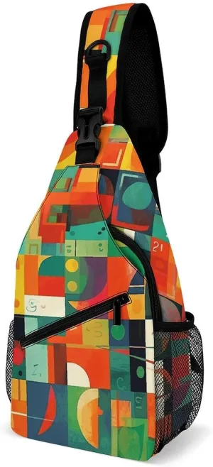 Sling Bag for Women Men Chest Bag Red And Green Collage Crossbody Bag Small Sling Backpack Daypack Fanny Packs