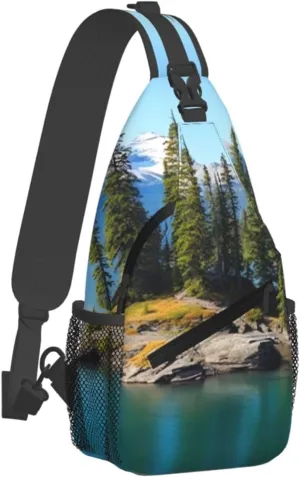 Sling Bag for Women Men Chest Bag Spirit Island in Lake Crossbody Bag Small Sling Backpack Fanny Packs Hiking Daypack