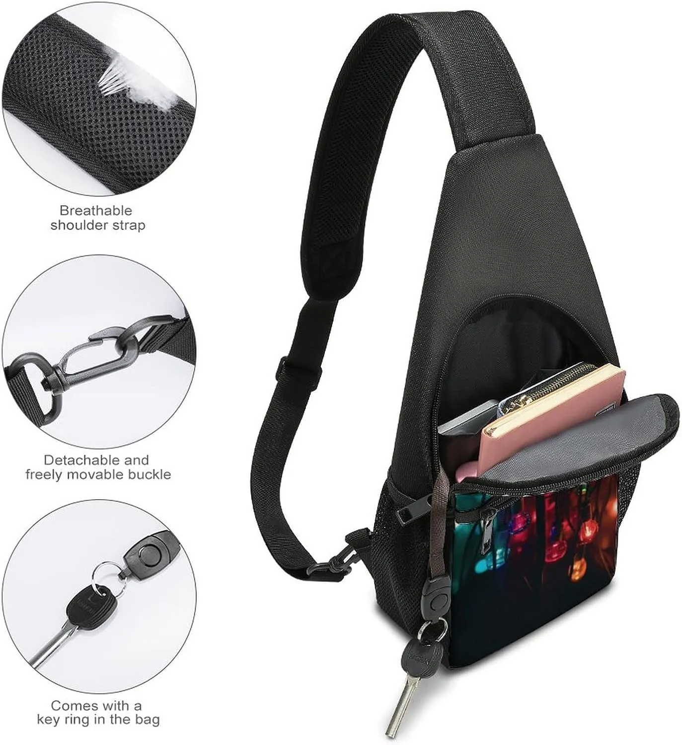 Sling Bag for Women Men Crossbody Bag Chest Bag Boats on Beach Sling Backpack Fanny Packs Travel Hiking Daypack