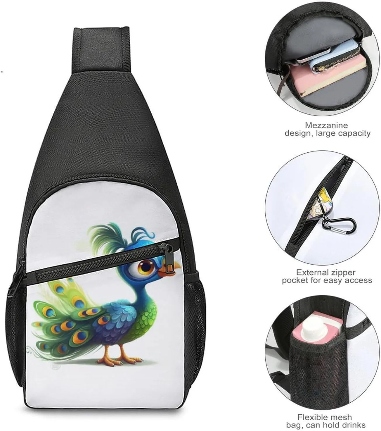 Sling Bag for Women Men Crossbody Bag Chest Bag Brown Wooden Sling Backpack Fanny Packs Travel Hiking Daypack
