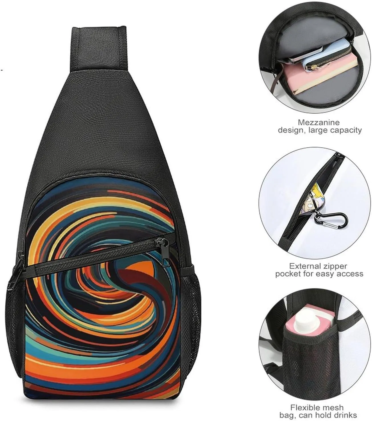 Sling Bag for Women Men Crossbody Bag Chest Bag Colorful Cute Pig Sling Backpack Fanny Packs Travel Hiking Daypack