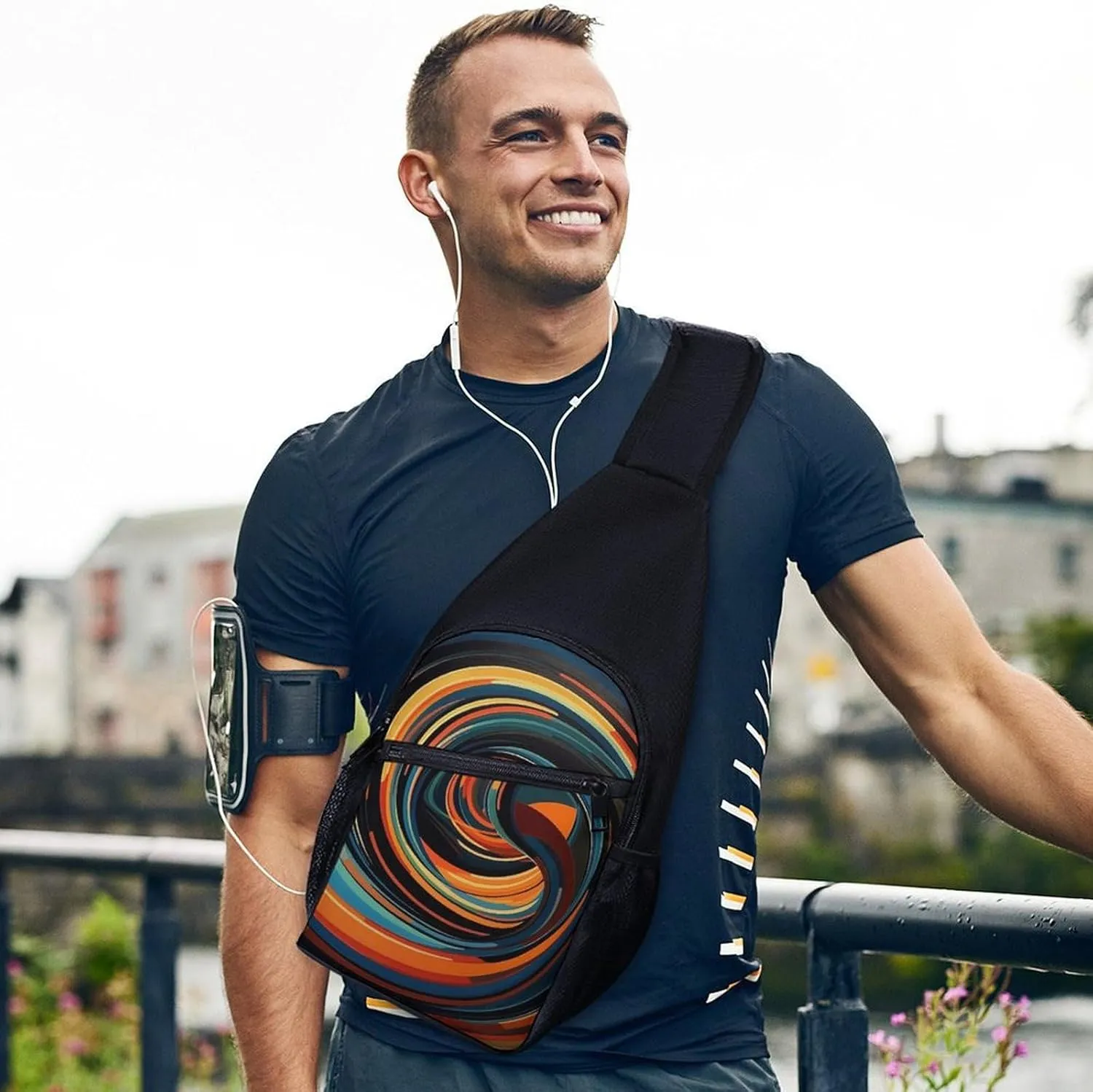 Sling Bag for Women Men Crossbody Bag Chest Bag Colorful Cute Pig Sling Backpack Fanny Packs Travel Hiking Daypack