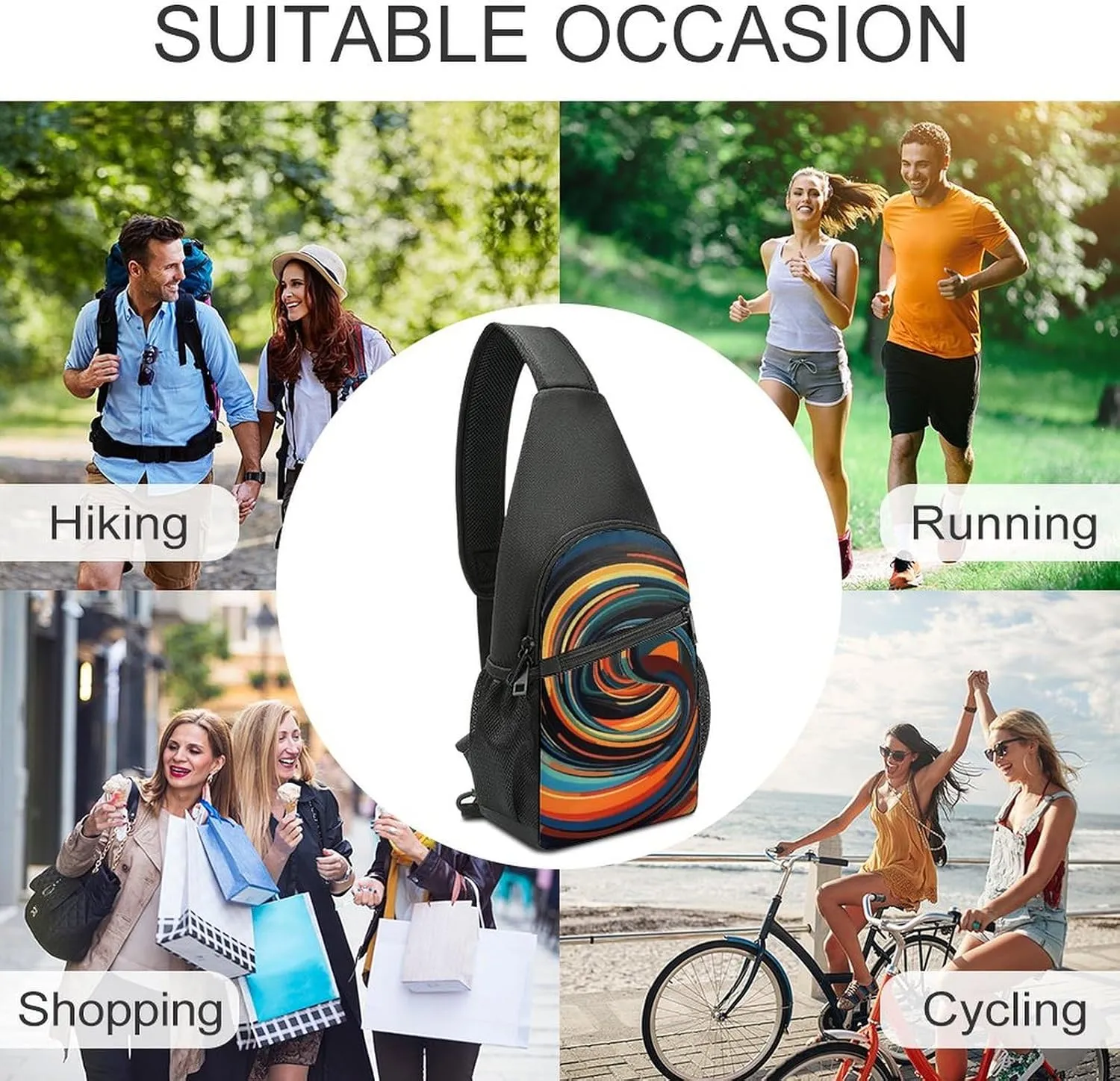 Sling Bag for Women Men Crossbody Bag Chest Bag Colorful Cute Pig Sling Backpack Fanny Packs Travel Hiking Daypack