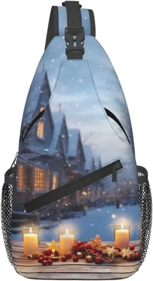 Sling Bag for Women Men Crossbody Bag Sling Backpack Christmas atmosphere Chest Bag Fanny Packs Hiking Daypack