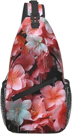 Sling Bag for Women Men Crossbody Bag Sling Backpack Garlands Nice Flowers Chest Bag Fanny Packs Hiking Daypack
