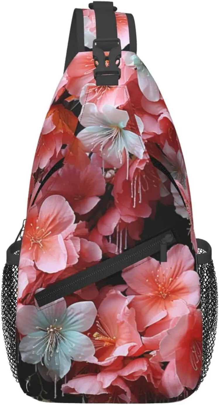 Sling Bag for Women Men Crossbody Bag Sling Backpack Garlands Nice Flowers Chest Bag Fanny Packs Hiking Daypack