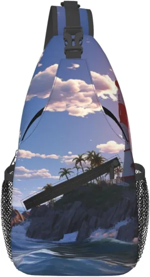 Sling Bag for Women Men Crossbody Bag Sling Backpack Navigation Lighthouse Chest Bag Fanny Packs Hiking Daypack