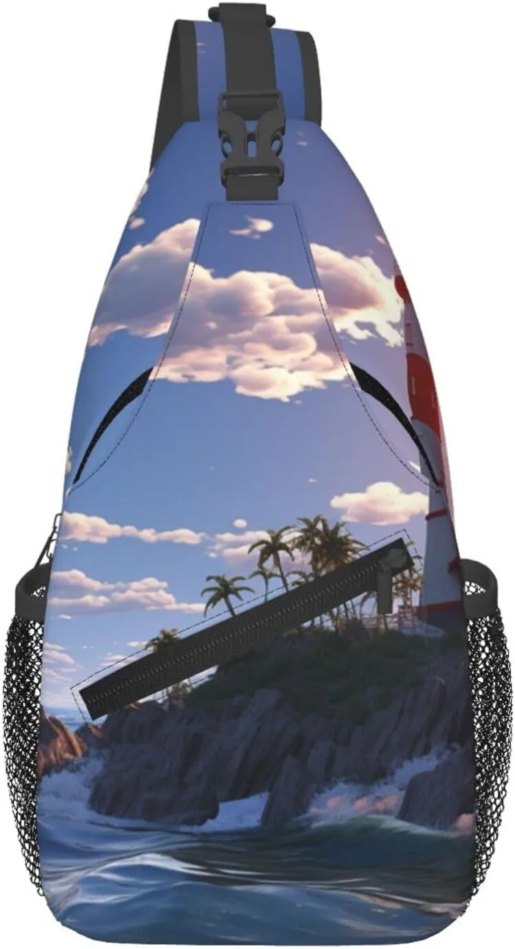 Sling Bag for Women Men Crossbody Bag Sling Backpack Navigation Lighthouse Chest Bag Fanny Packs Hiking Daypack