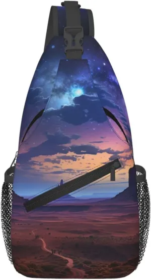 Sling Bag for Women Men Crossbody Bag Sling Backpack Nebula in Desert Monument Valley Landscape Chest Bag Fanny Packs Hiking Daypack