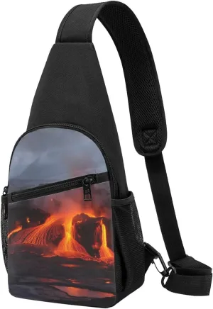 Sling Bag for Women Men Crossbody Shoulder Bag Kilauea Volcano Chest Bag Small Sling Backpack Daypack Fanny Packs