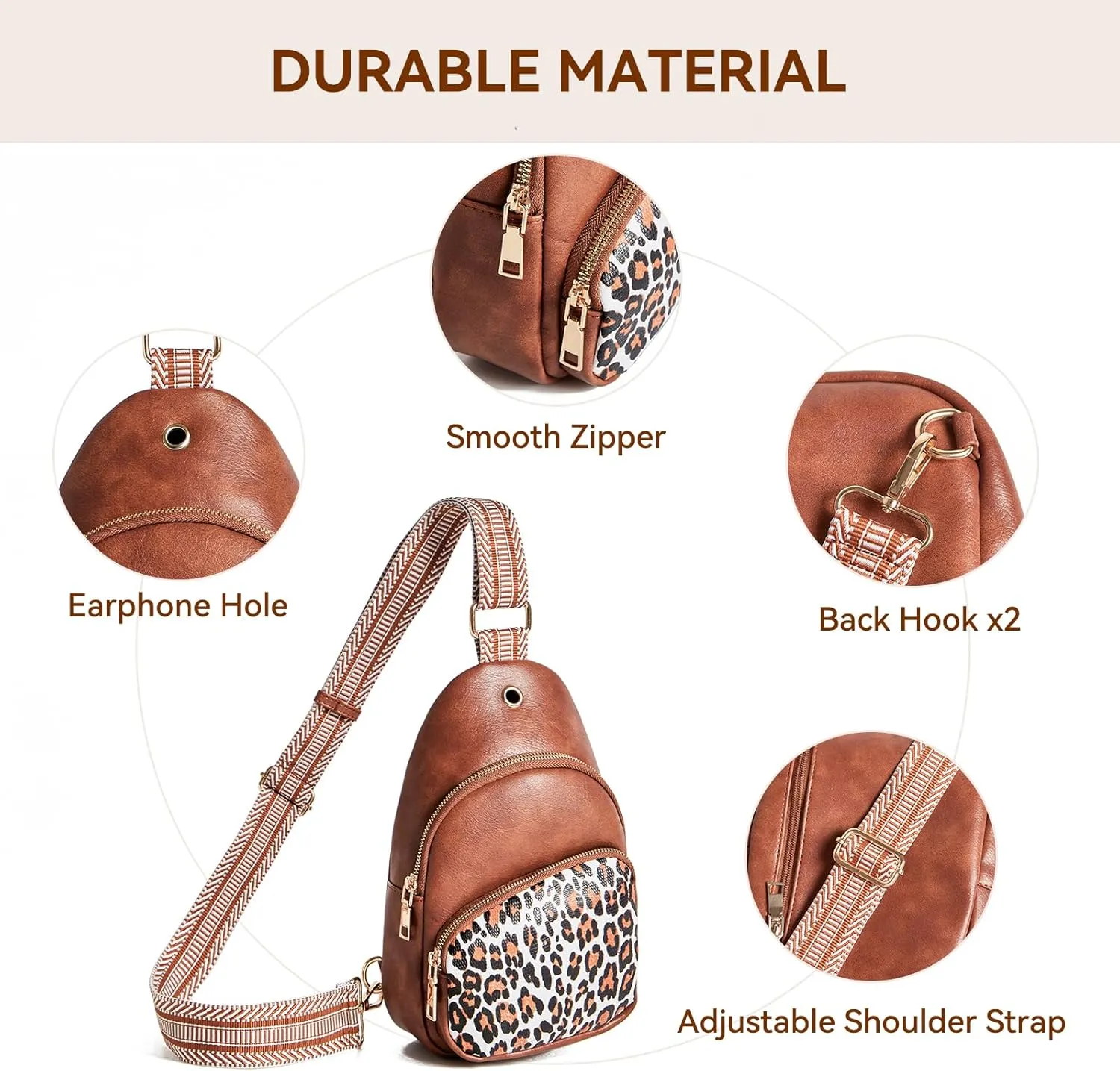 Small Sling Bag for Women Leather Crossbody Bags Fanny Pack Chest Bag for Travel