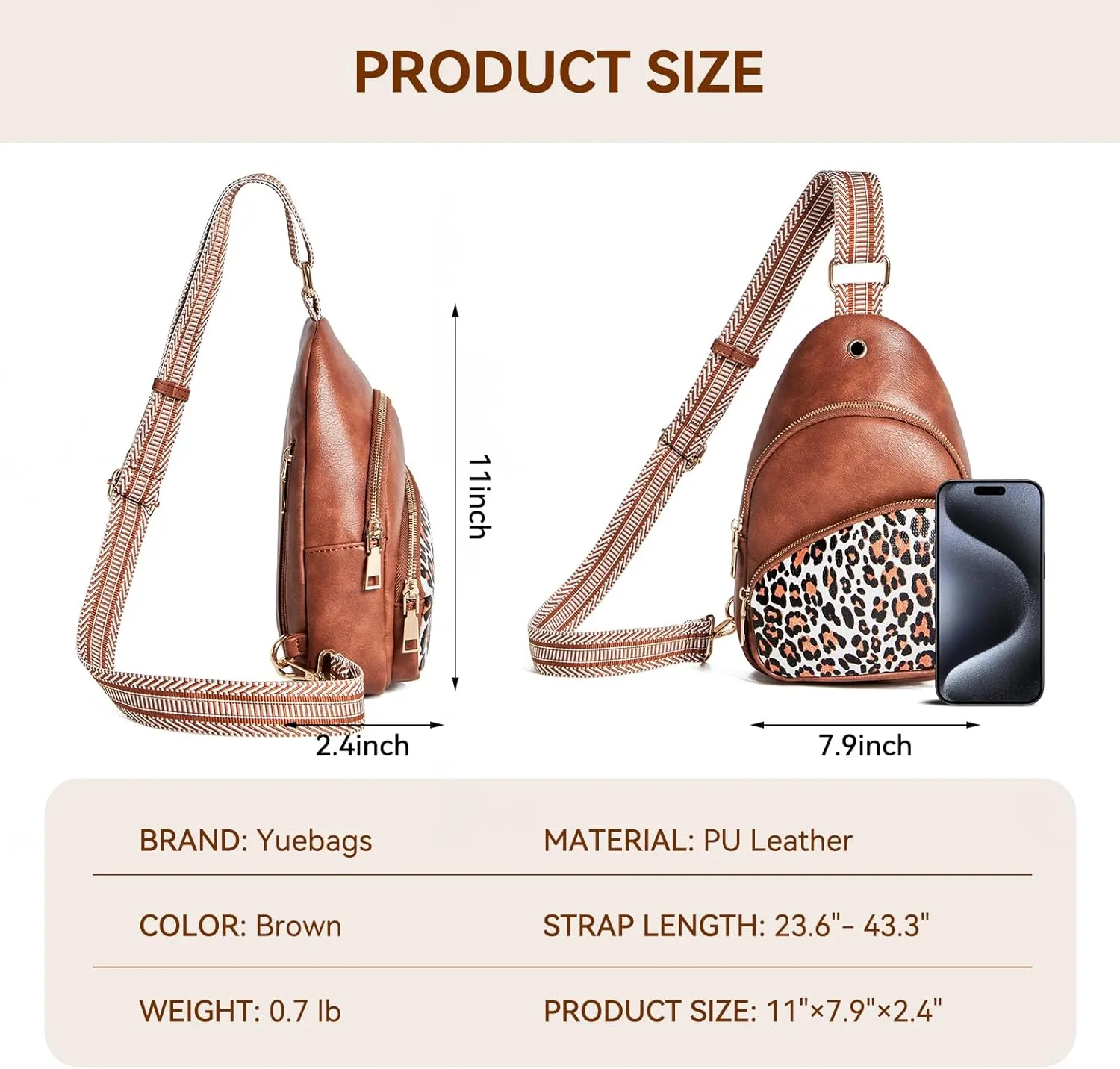 Small Sling Bag for Women Leather Crossbody Bags Fanny Pack Chest Bag for Travel