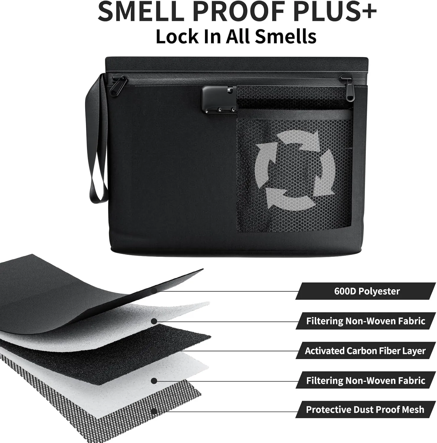 Smell Proof Bag with Lock 11.8"x8.6" and Smell Proof Pouch - 2 Pack Odor Proof Stash Bag, Carbon Lined Smell Proof Case Containe, Small Smell Proof Bag, Travel Scent Proof Bag Storage