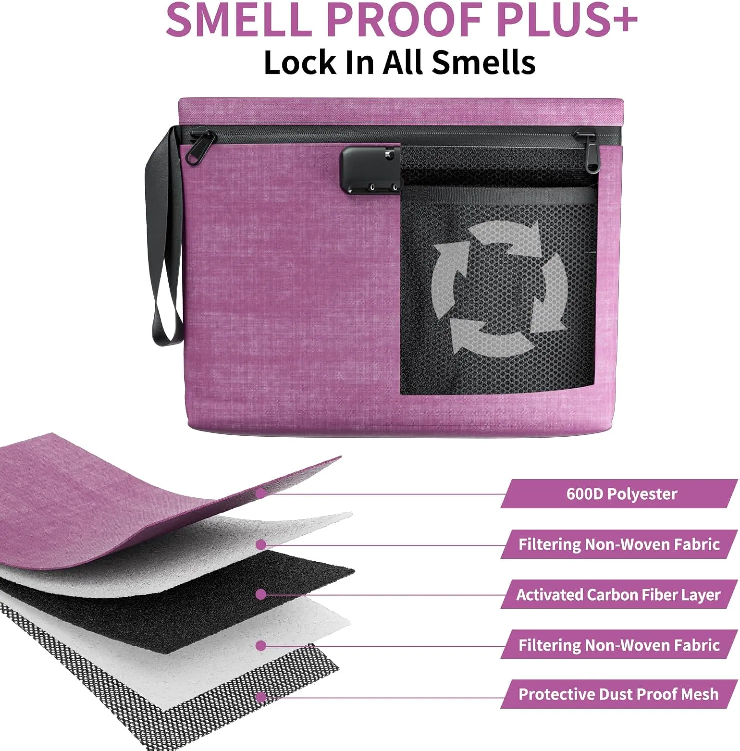 Smell Proof Bag with Lock 11.8"x8.6" and Smell Proof Pouch - 2 Pack Odor Proof Stash Bag, Carbon Lined Smell Proof Case Containe, Small Smell Proof Bag, Travel Scent Proof Bag Storage
