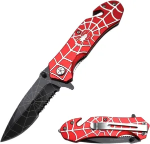 Snake Eye Tactical "Dark Fantasy Blades Heavy Duty Rescue Style 8-Inches Every Day Cary Hunting, Camping Folding Pocket-Folding EDC Knife (Silver & Red)