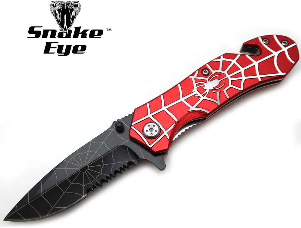 Snake Eye Tactical "Dark Fantasy Blades Heavy Duty Rescue Style 8-Inches Every Day Cary Hunting, Camping Folding Pocket-Folding EDC Knife (Silver & Red)
