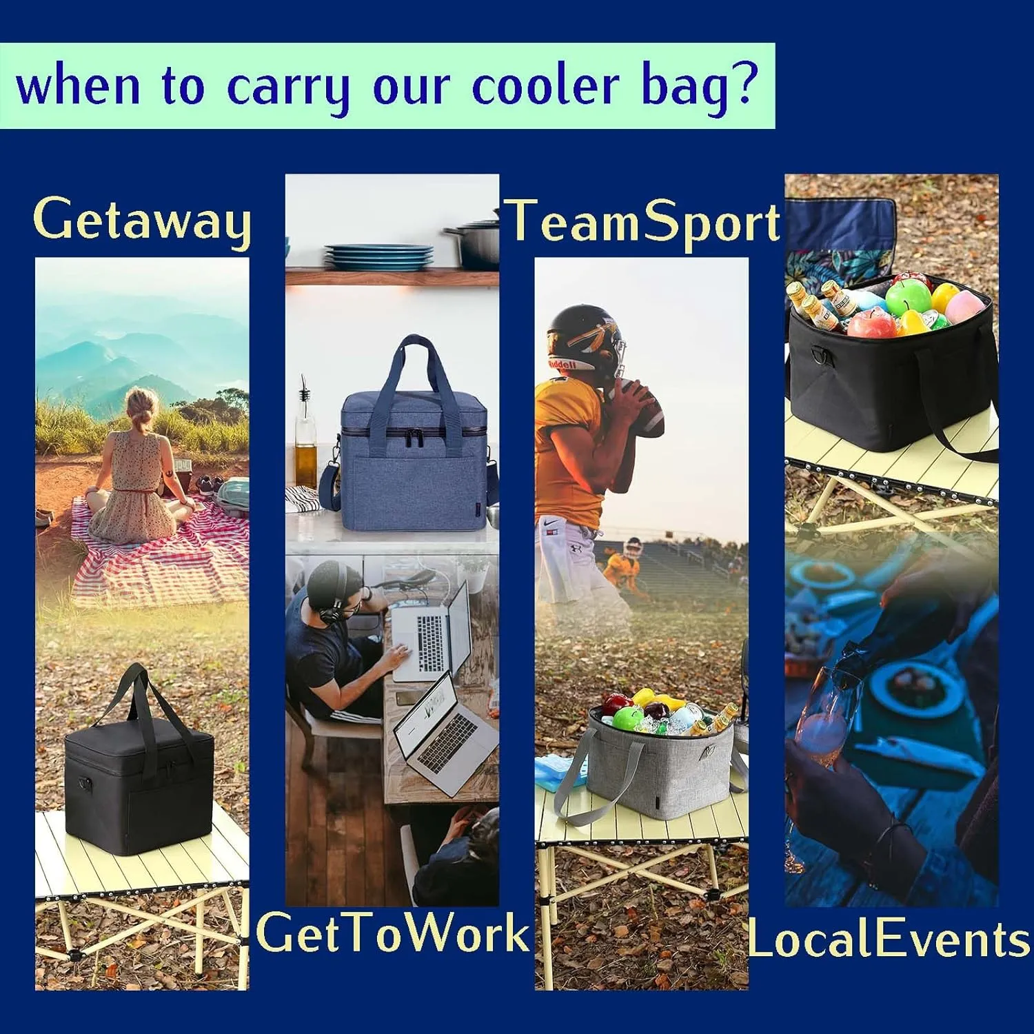 Soft Cooler Bag 24/20 Cans Collapsible Medium 18qt/17L/12in Large Lunch Bag Insulated Ice Chest Leakproof for Travel Car Beach Camping