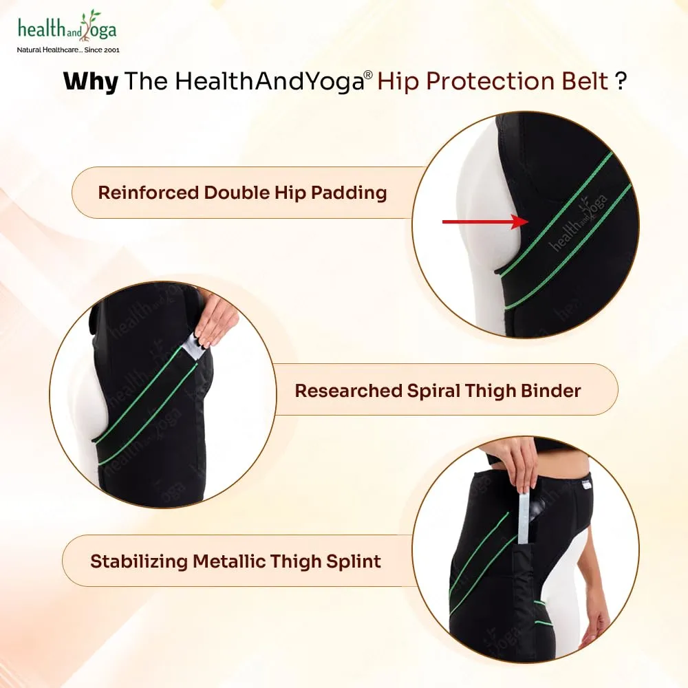 SoulGenie HealthAndYoga™ Extra Padded Hip Protection Belt-Pioneering Design Binder Support Brace to Reduce Falls, Hip Fracture, Injury-Rehab Aid for Post-Surgery Recovery-Free Size, Unisex (Right)
