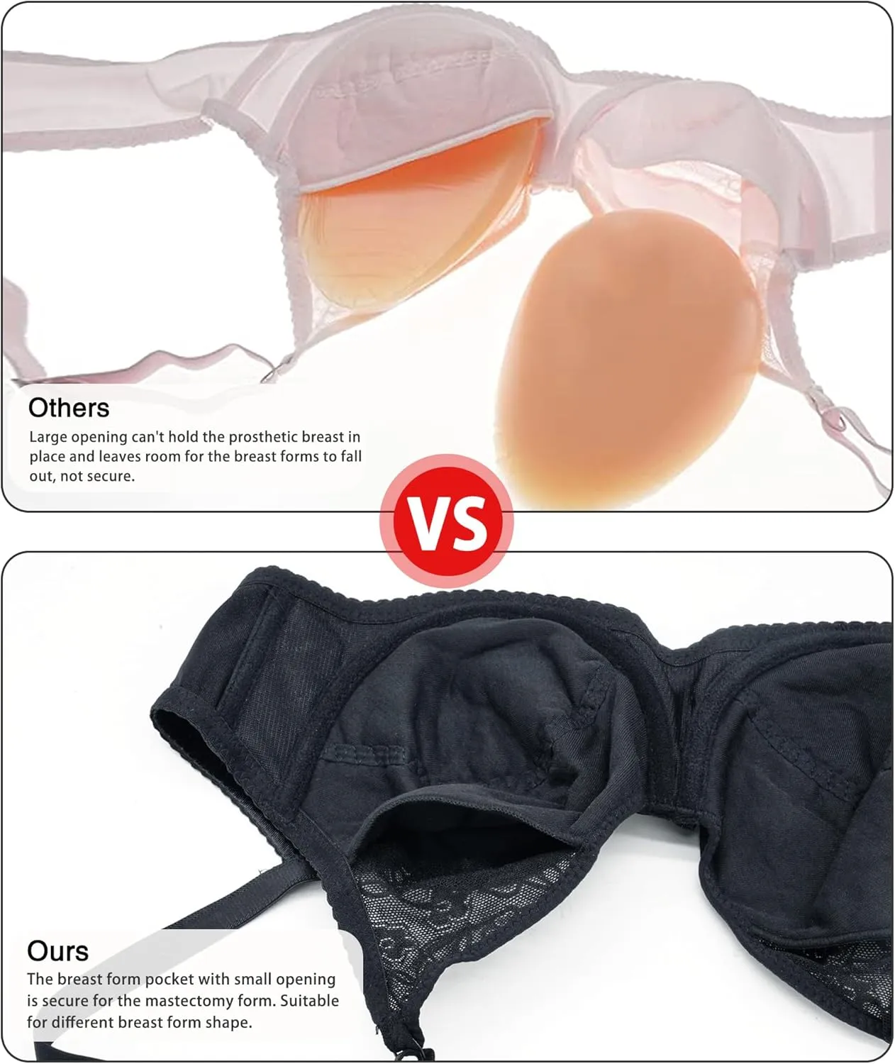 Special Pocket Bra for Silicone Breast Forms Post Surgery Mastectomy Crossdressing Bra
