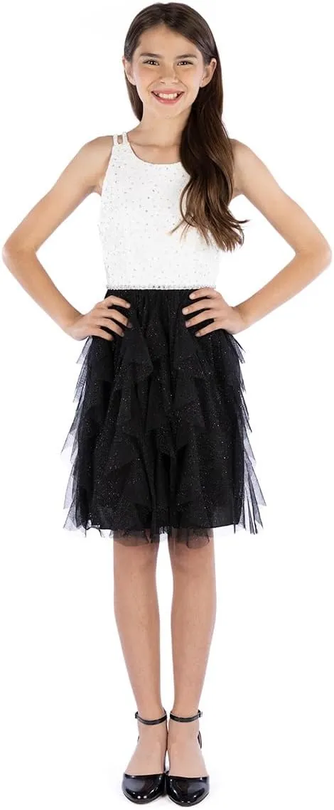 Speechless Girls' Sleeveless Lace Bodice and Fairy Skirt Party Dress