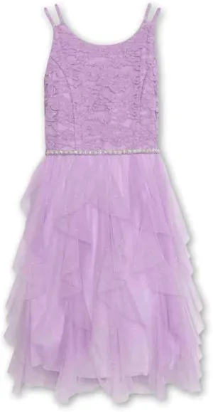 Speechless Girls' Sleeveless Lace Bodice and Fairy Skirt Party Dress