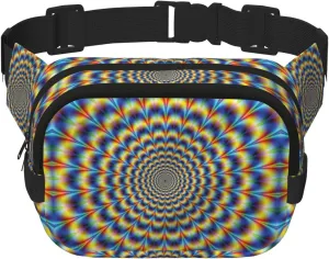 Spiral Optical Illusion Gif Print Unisex Square Double Layer Waist Bag Trendy Crossbody Fanny Pack Travel Workouts