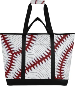 Sport Baseball Print Reusable Insulated Lunchbox Cooler Bag, Leakproof Kitchen Grocery Bag Collapsible Portable Cooler Tote Bag for Picnic, Camping, Office, Travel