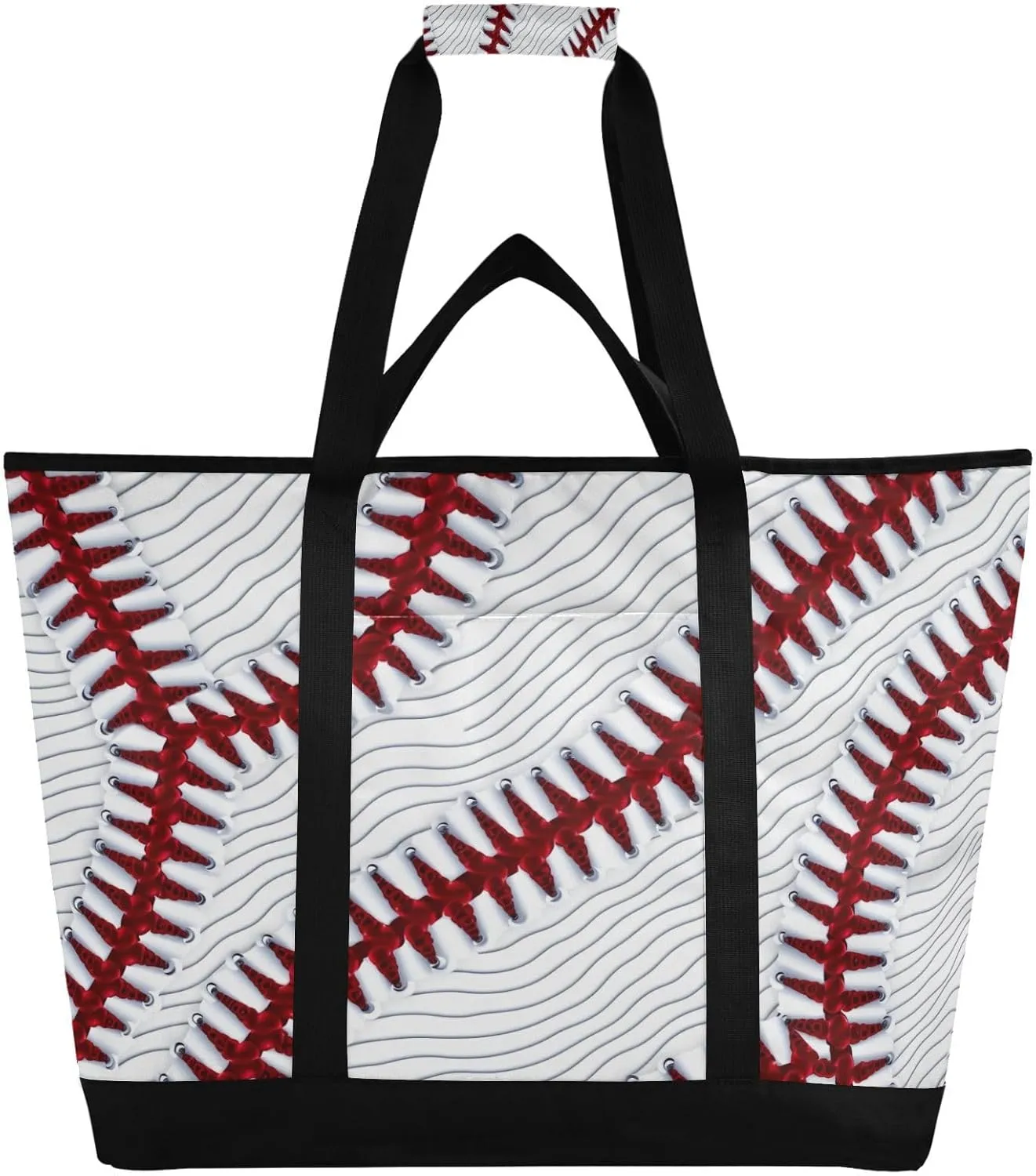 Sport Baseball Print Reusable Insulated Lunchbox Cooler Bag, Leakproof Kitchen Grocery Bag Collapsible Portable Cooler Tote Bag for Picnic, Camping, Office, Travel