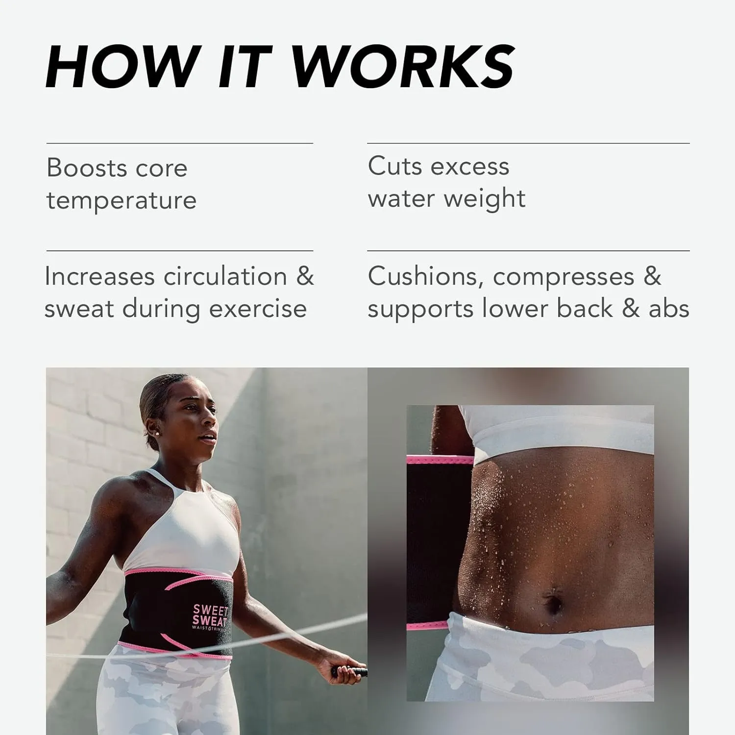 Sports Research® Sweet Sweat Waist Trimmer - Premium Sweat Enhancing Fitness Belt for Women & Men - 5 Adjustable Sizes